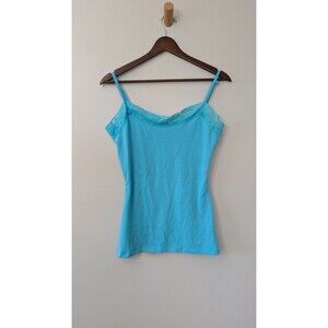 Dots Y2K Cami L Lace Trim Fairy Boho Layering Tank Top Summer Bright Blue
